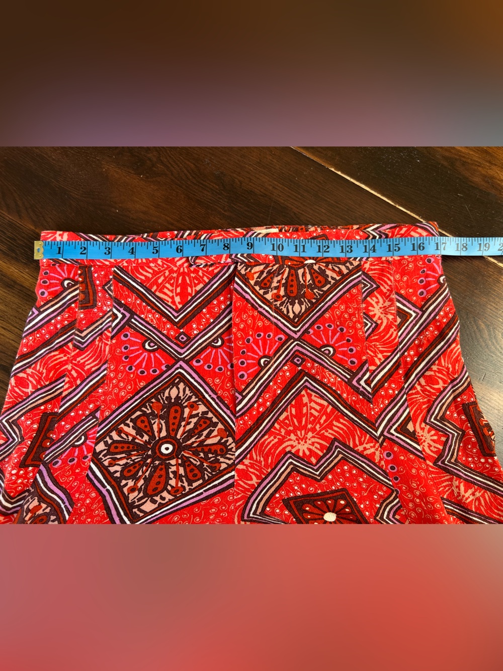 Anthropologie Bohemian Flowy Red Geometric Wide Leg Palazzo Pants Women’s 8 Art - Picture 6 of 15